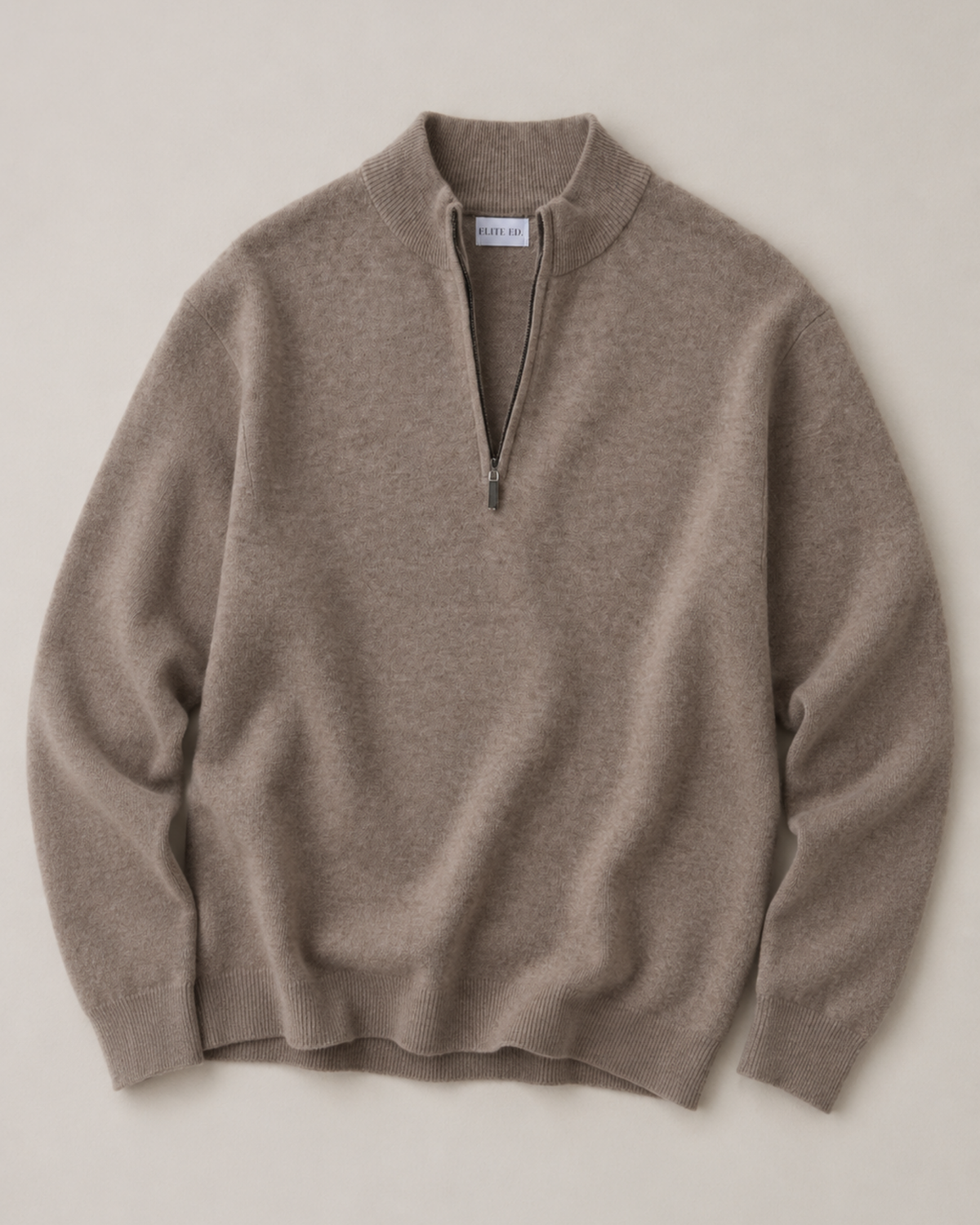 Quarter Zip-Beige | 100% Wool