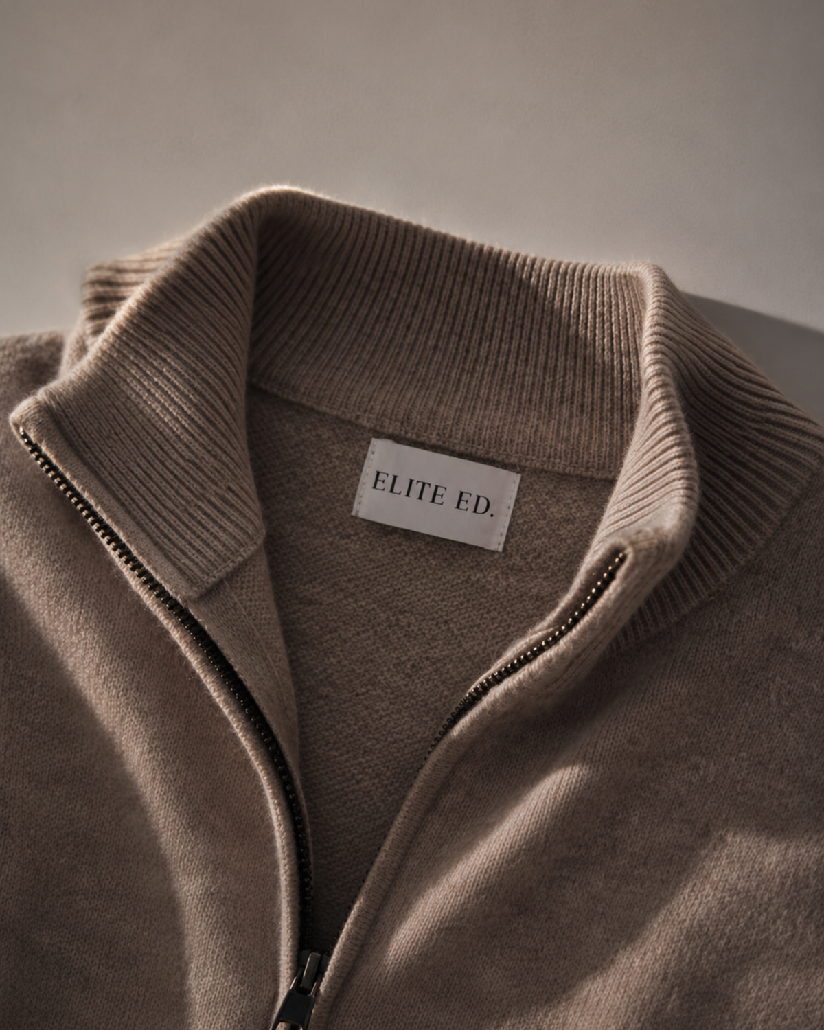 Quarter Zip-Beige | 100% Wool