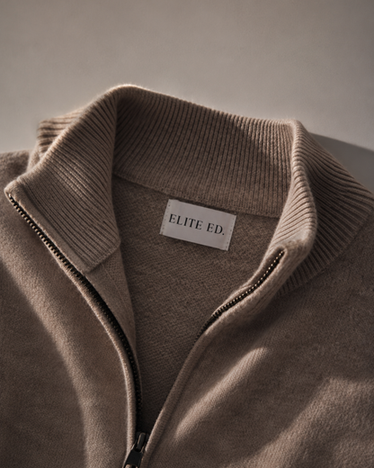 Quarter Zip-Beige | 100% Wool