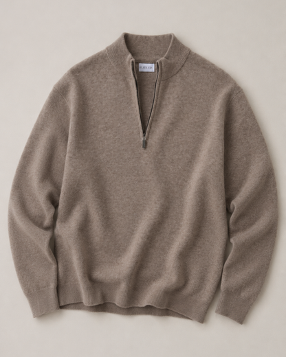 Quarter Zip-Beige | 100% Wool