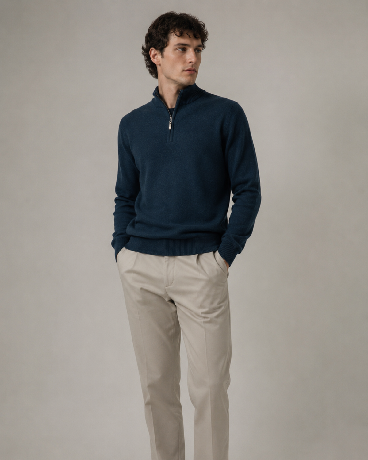 Quarter Zip-Forest Green | 100% Wool