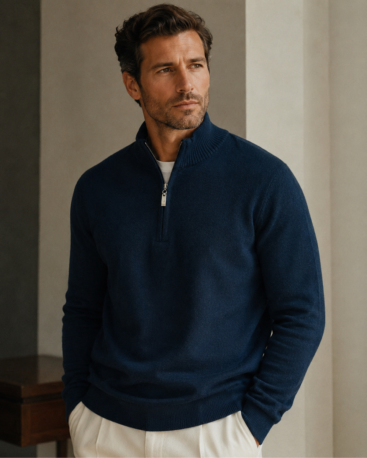 Quarter Zip-Forest Green | 100% Wool