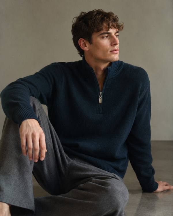Quarter Zip-Forest Green | 100% Wool