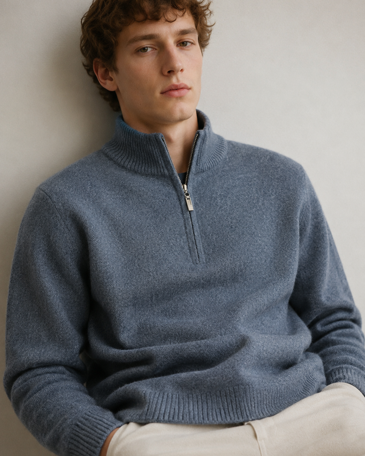 Quarter Zip-Grey | 100% Wool