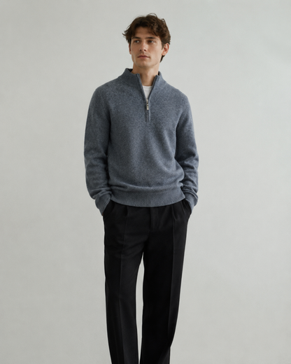 Quarter Zip-Grey | 100% Wool