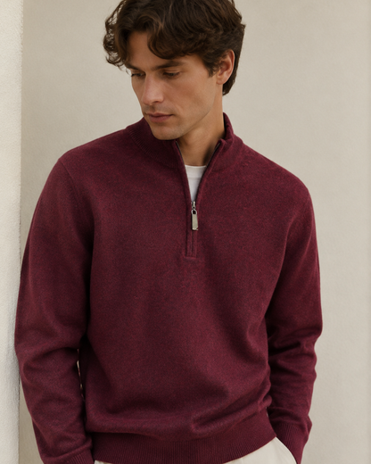 Quarter Zip-Burgundy | 100% Wool