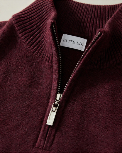 Quarter Zip-Burgundy | 100% Wool
