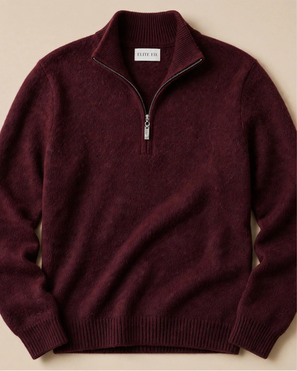 Quarter Zip-Burgundy | 100% Wool
