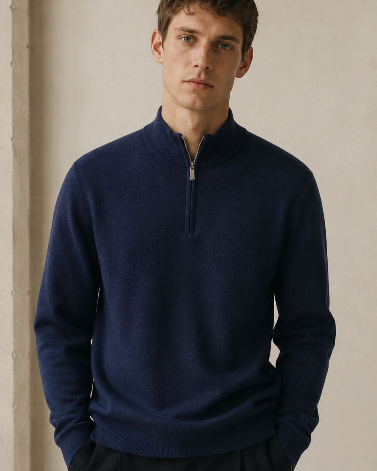Quarter Zip-Royal Blue | 100% Wool