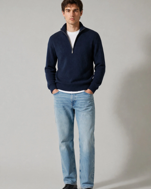 Quarter Zip-Royal Blue | 100% Wool
