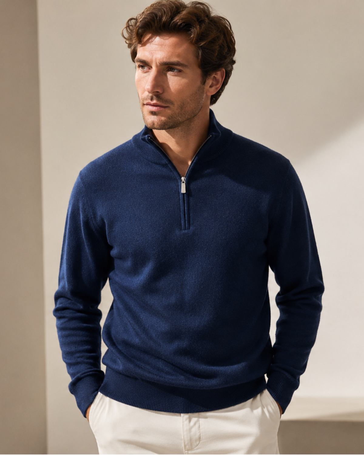 Quarter Zip-Royal Blue | 100% Wool